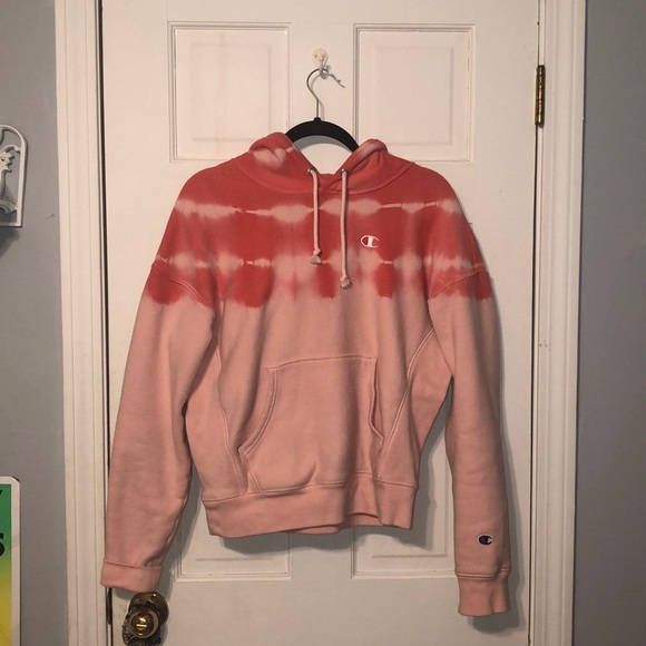 Pink tie-dyed champion hoodie - Picture 1 of 4